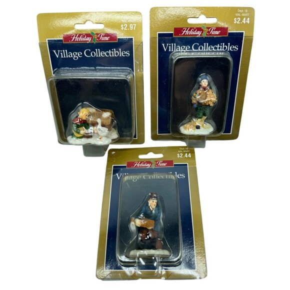 Holiday Time Village Collectibles Set Of 3 Figurines Made In China READ - Picture 1 of 7